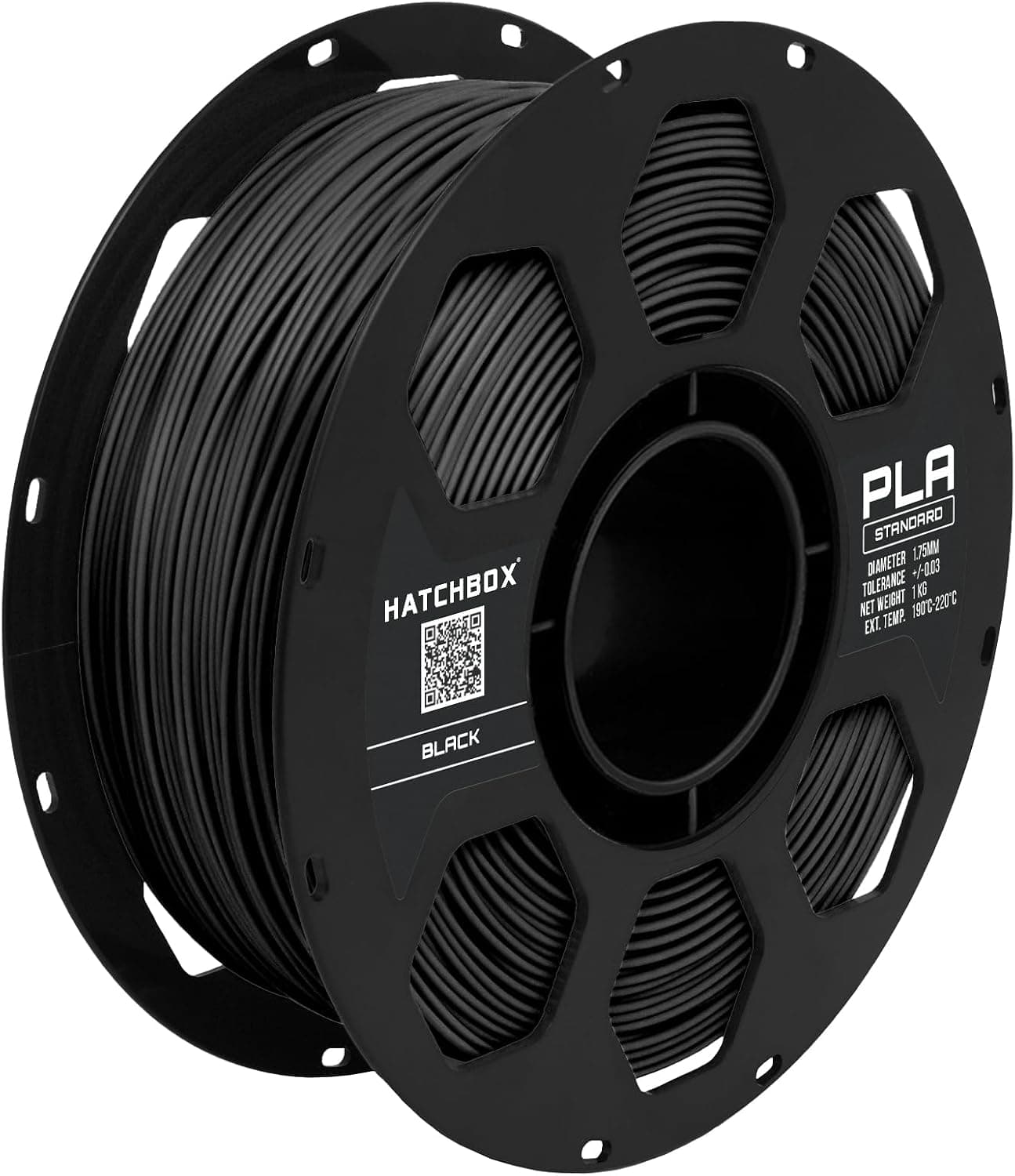 HATCHBOX 1.75mm Black PLA 3D Printer Filament, 1 KG Spool, Dimensional Accuracy +/- 0.03 mm