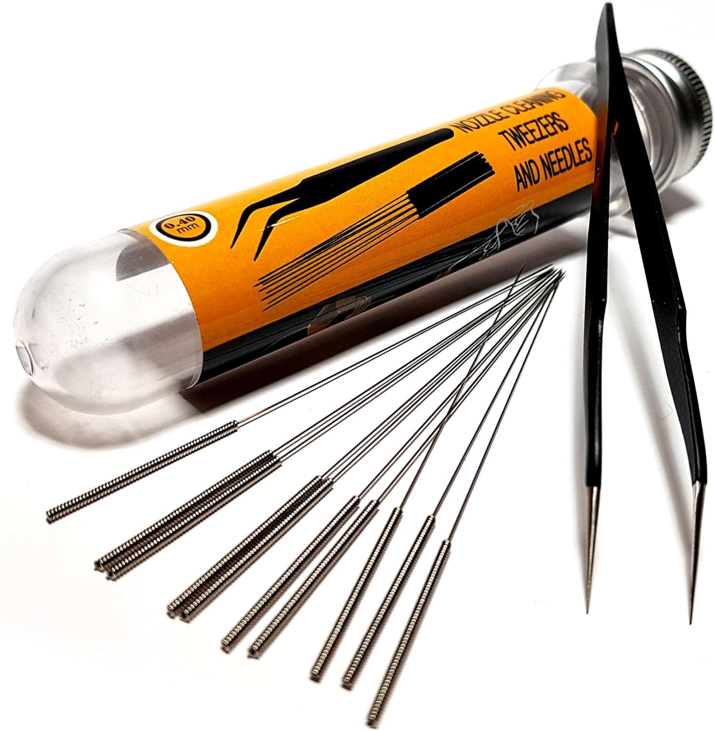 3D Printer Nozzle Cleaning Kit 0.4mm Needles and Tweezers Stainless Steel Toolkit (Set of 11)
