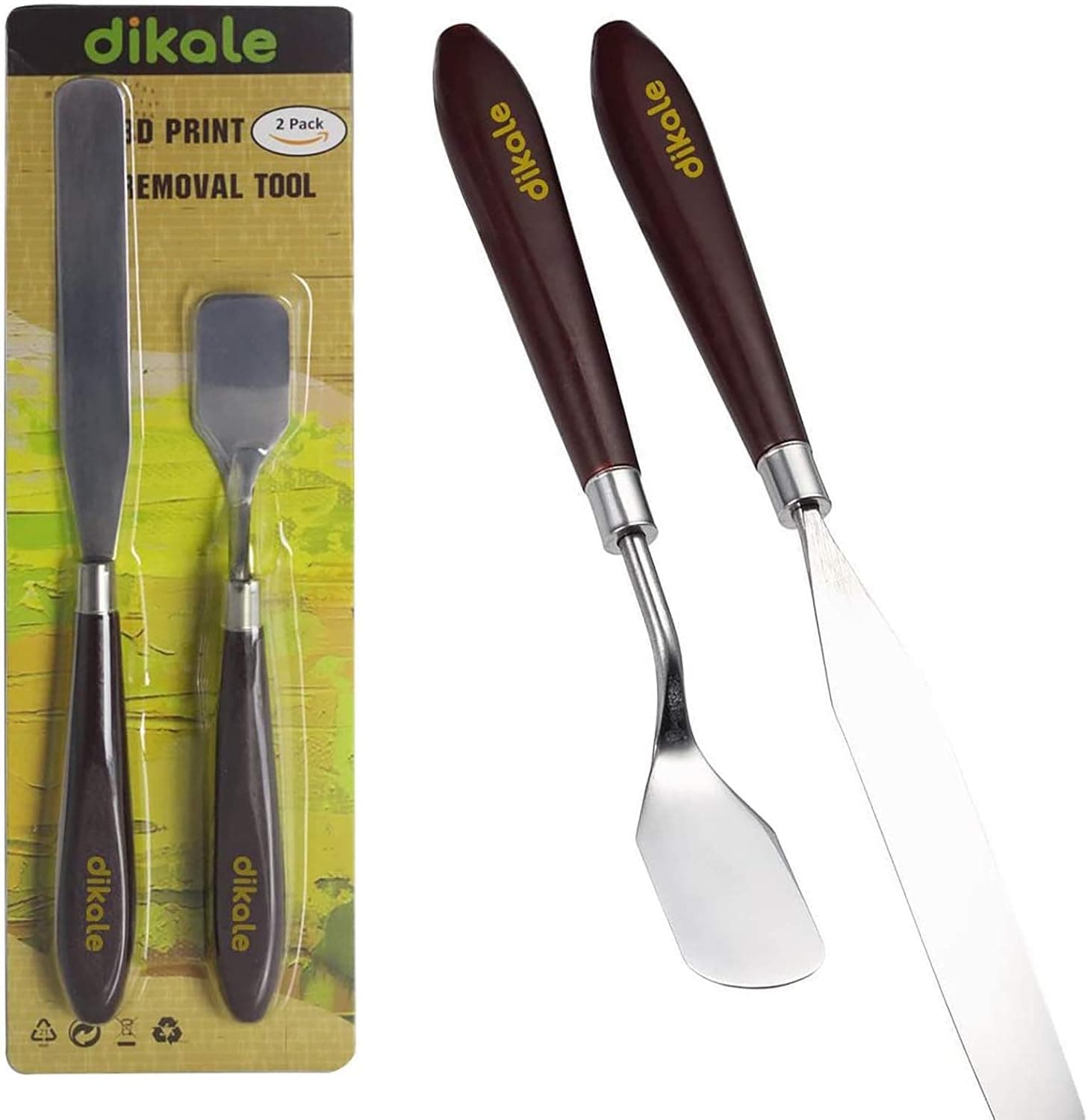 Dikale 3D Print Removal Tools Sturdy Wooden Handle Spatula Palette Knife Pack of 2