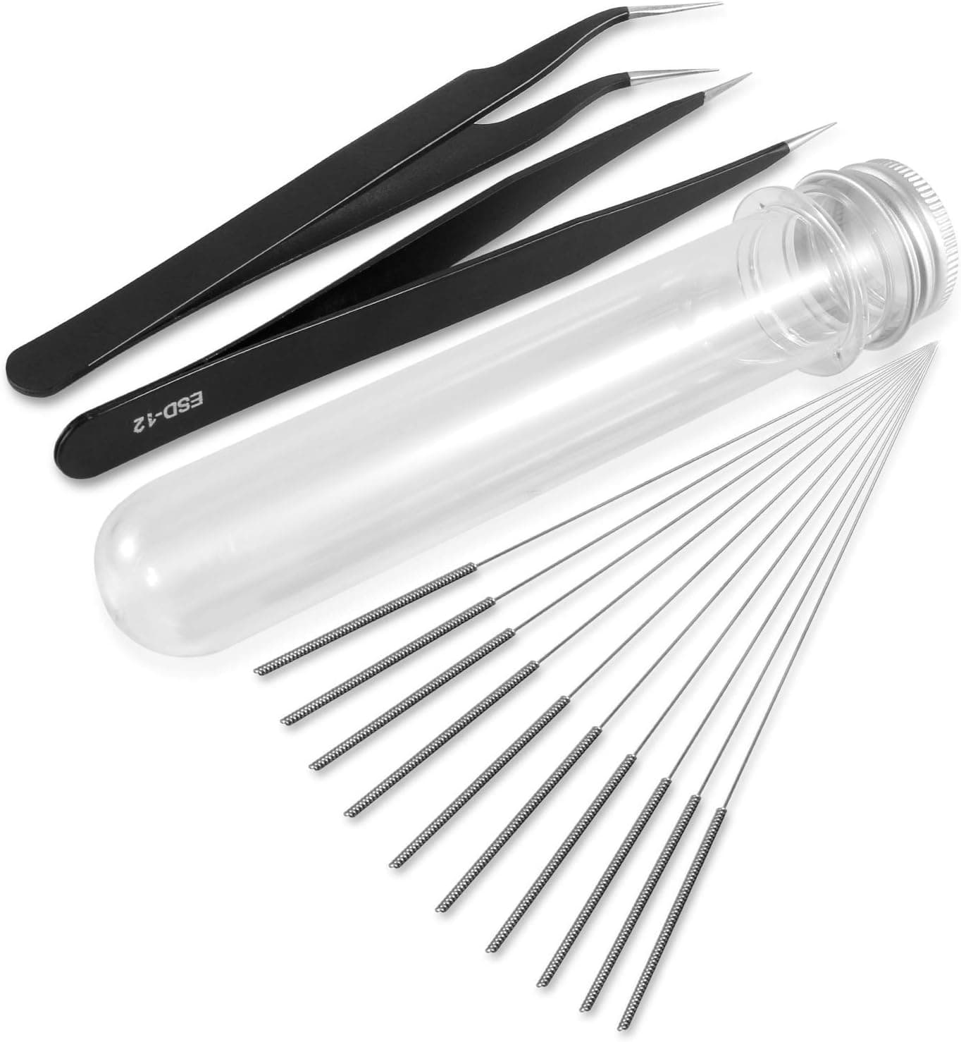 3D Printer Nozzle Cleaning Kit 0.4mm Needles and Tweezers Stainless Steel (Set of 12)