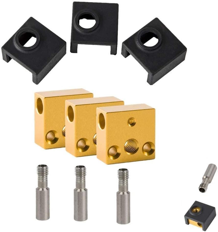 Ender Silicone Socks/Aluminum Heater Block/Stainless Throat for MK7 MK8, Ender 3/CR-10 (3 Packs)