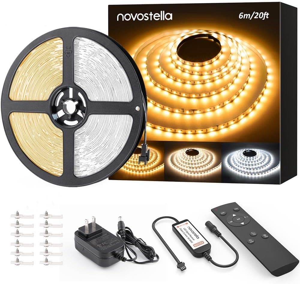 NOVOSTELLA 20ft Tunable White LED Strip Kit Dimmable 3000K-6500K 24V with Remote