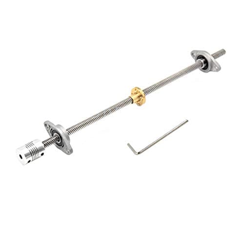 350mm 8mm T8 Lead Screw Set Lead Screw+ Copper Nut + Coupler+Hexagon Wrench + Pillow Bearing Block for 3D Printer (350mm, Horizontal)