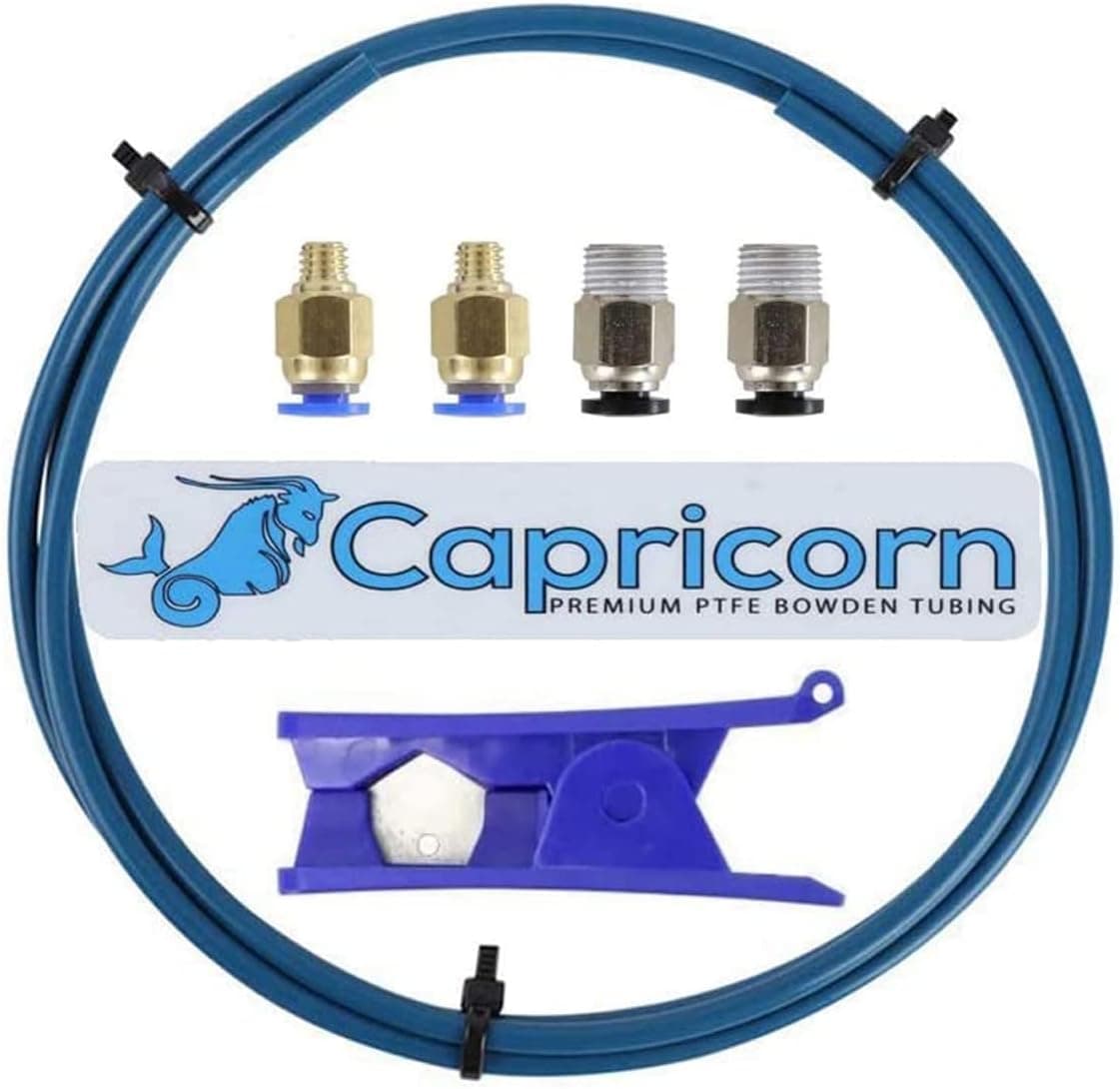 Authentic Capricorn Bowden PTFE Tubing XS 1M 1.75mm + Cutter, 2X PC4-M6, 2X PC4-M10 for Ender 3