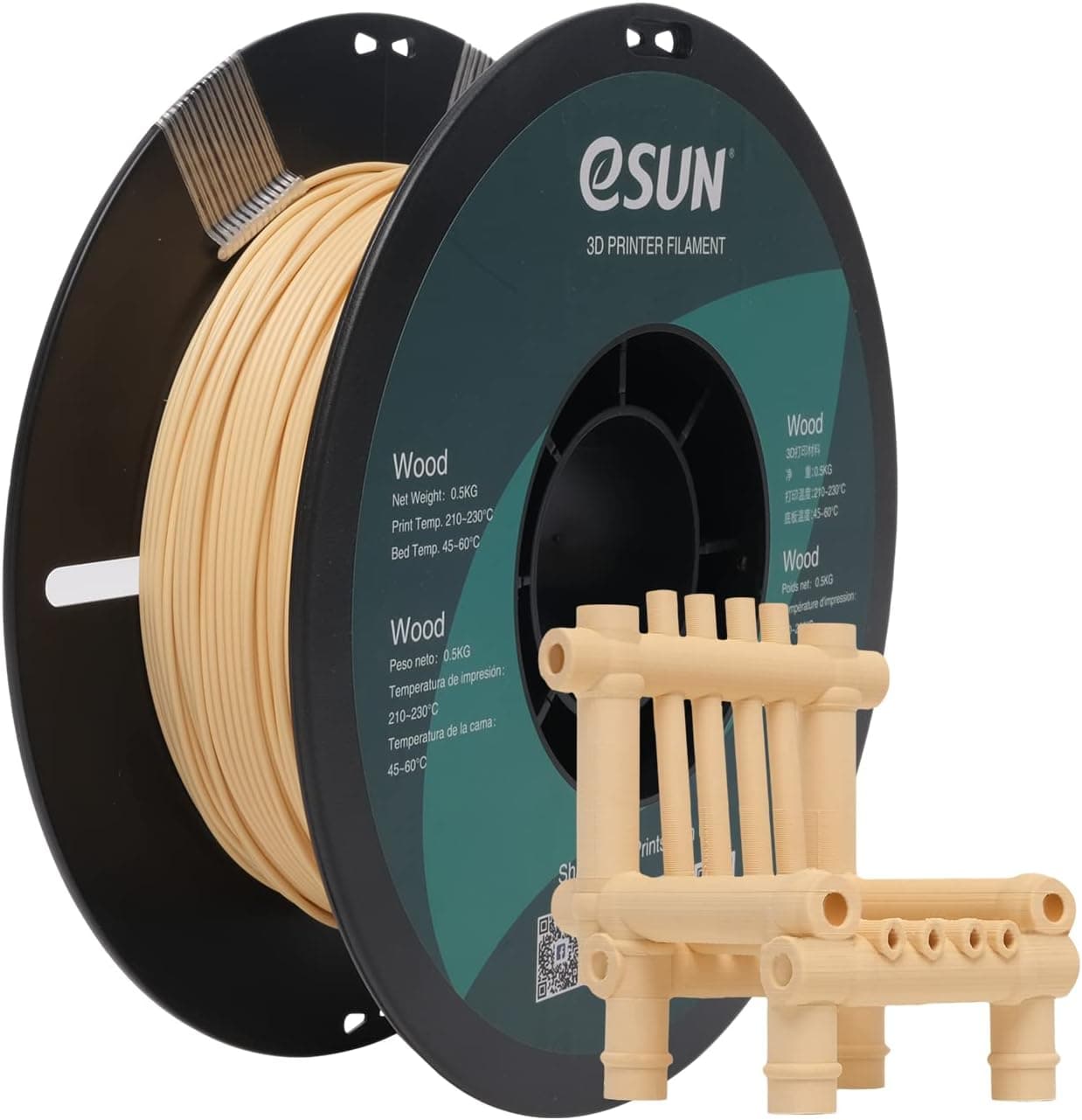 eSUN Wood PLA Filament 1.75mm, 0.5KG Spool, Wood Color