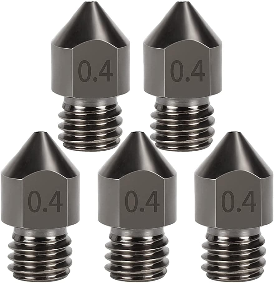 5PCS Hardened Steel MK8 Nozzle 0.4mm All Metal for Ender 3s 3 Pro, CR-10 1.75mm Filament