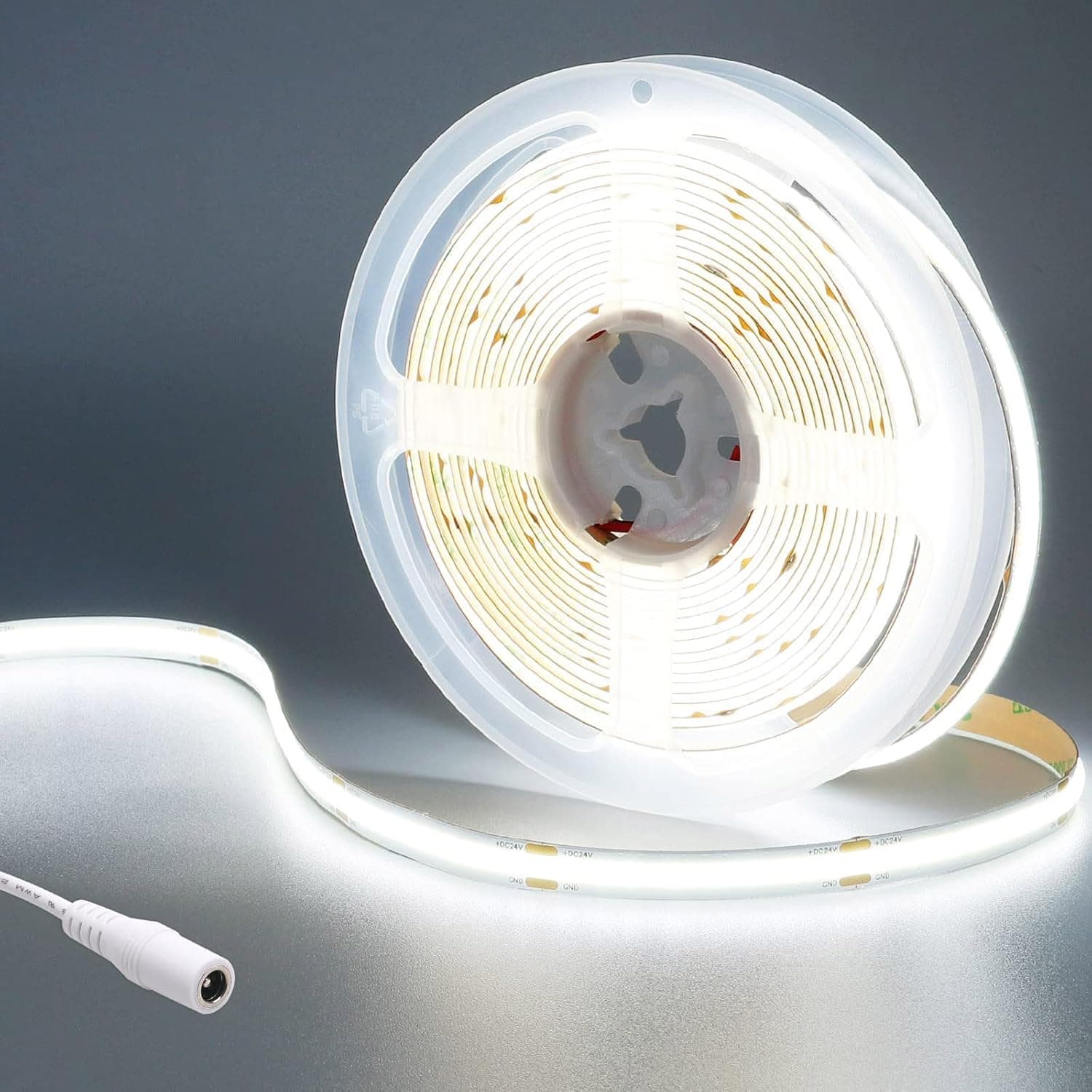 KXZM 24V COB LED Strip Light Cool White 6000K 2400LEDs 16.4ft/5M CRI 93+ IP20 (No Power Supply)