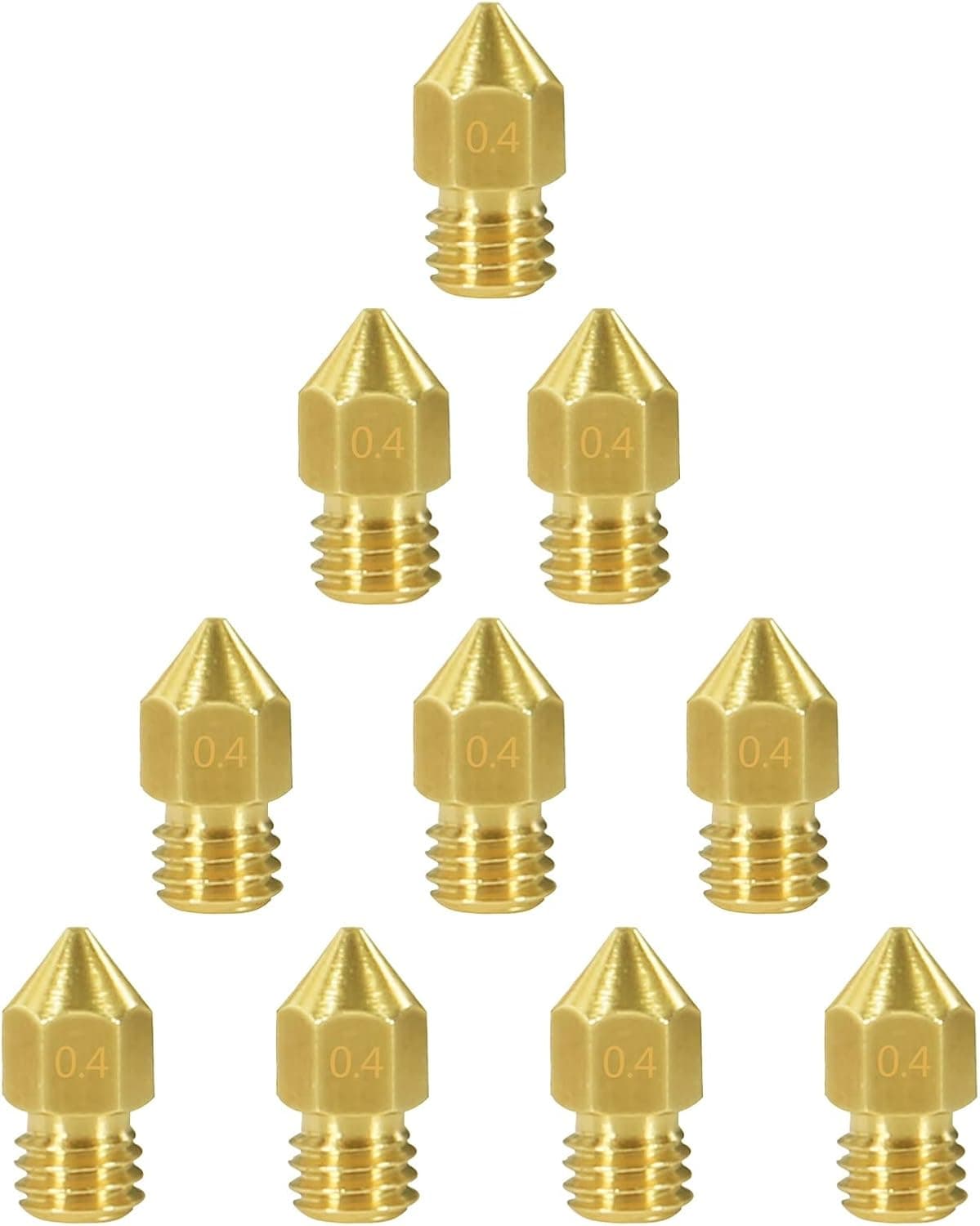 Aielicn 10 Pcs 0.4mm Brass MK8 Extruder Nozzles for Makerbot, Creality Ender 3/5, CR-10 Series