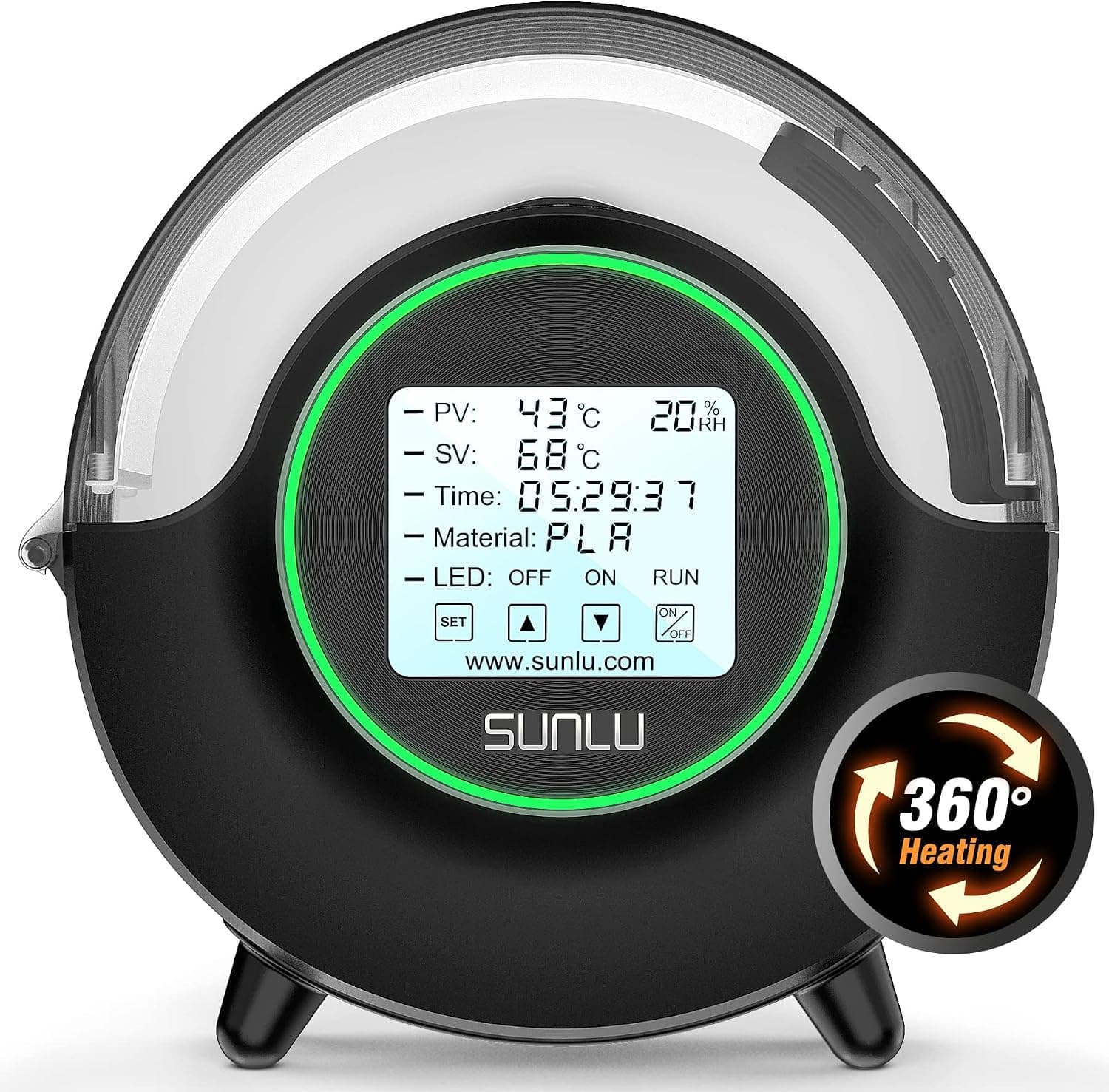 SUNLU Filament Dryer S2, Black, 70C Max, Large Screen Control, For TPU PLA PETG ABS
