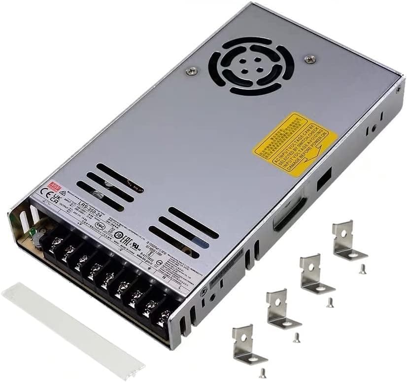 Mean Well LRS-350-24 24V 350W 14.6A Enclosed Switching Power Supply w/ Terminal Cover, Brackets