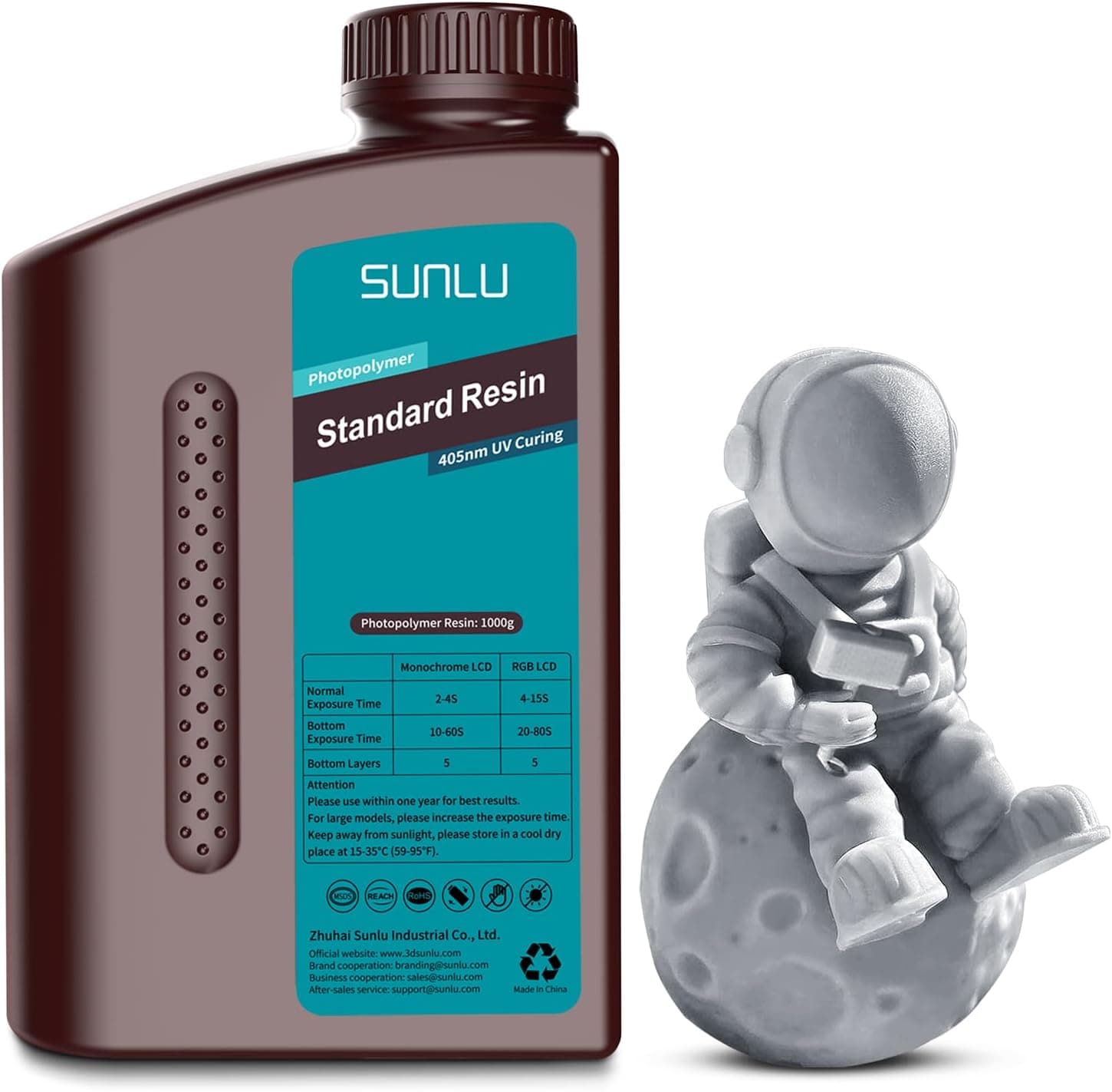 SUNLU Standard 3D Printer Resin 1kg Fast Curing 395-405nm Grey