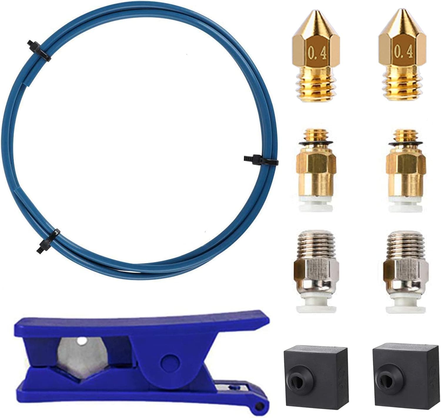 2 Meters Capricorn Bowden PTFE Tubing XS Low Friction 1.75mm w/ Cutter, Fittings, Socks, Nozzles