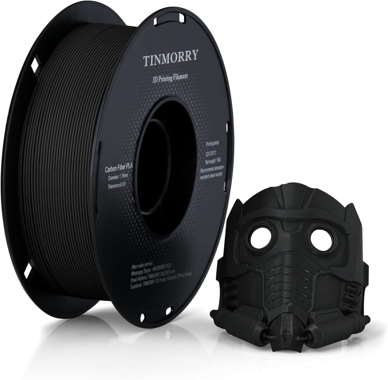TINMORRY Carbon Fiber PLA Filament 1.75mm PLA-CF Bambu Compatible Black 1kg