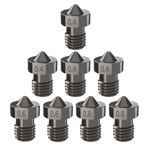 IdeaFormer 8Pcs Hardened Steel V6 Nozzle Kit, 3D Printer V6 Hotend Extruder Nozzles 0.4mm 0.6mm 0.8mm for Anycubic i3 Mega, Kobra Neo, Go for Prusa i3 MK3, Mini+