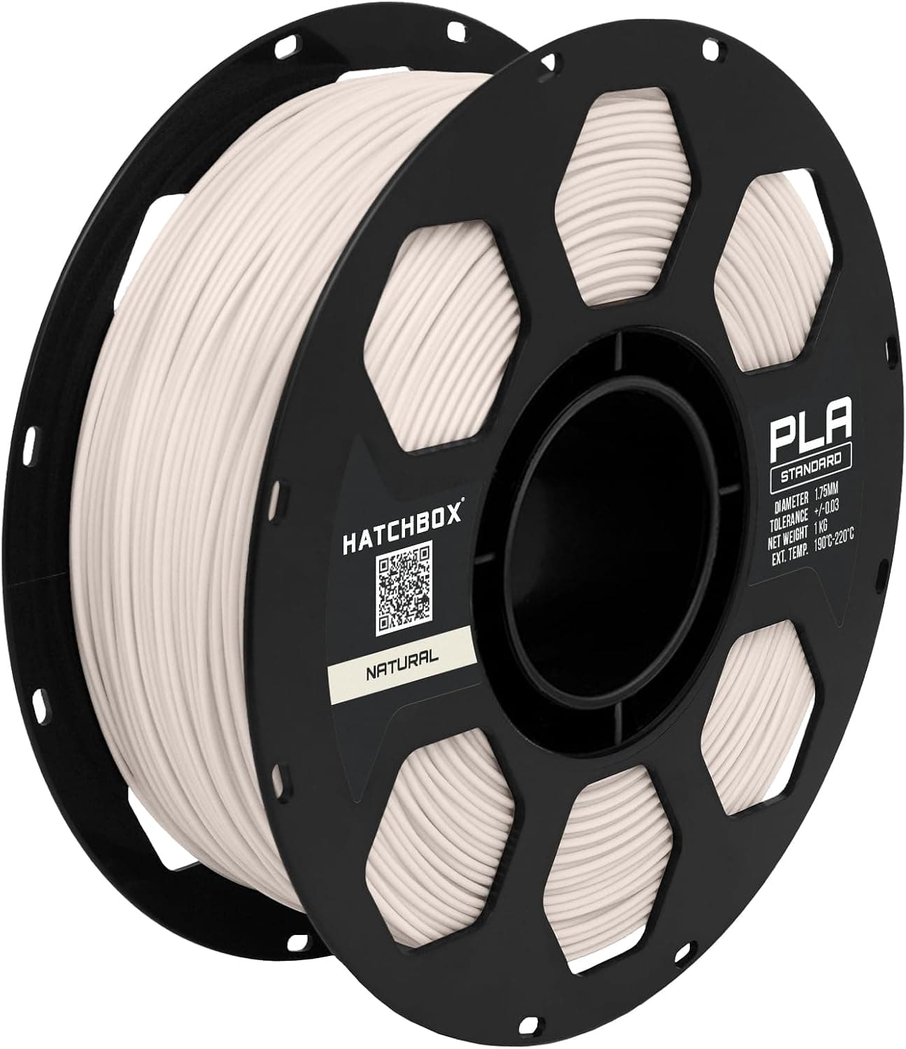 HATCHBOX 1.75mm Natural PLA 3D Printer Filament, 1 KG Spool, +/- 0.03 mm