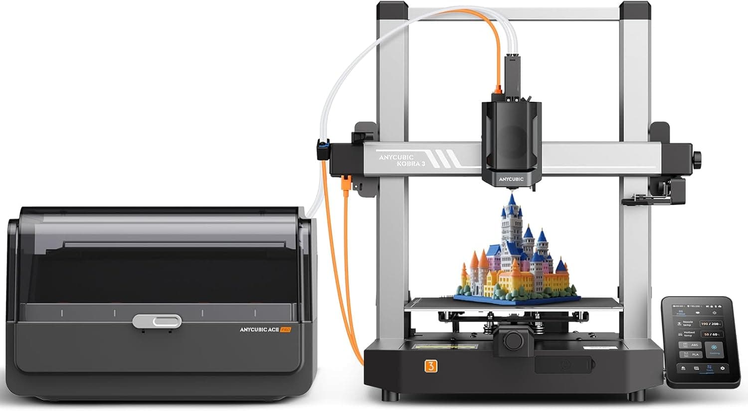 Anycubic Kobra 3 Combo 3D Printer, Multi-Color 4 Colors, 600mm/s with ACE Pro