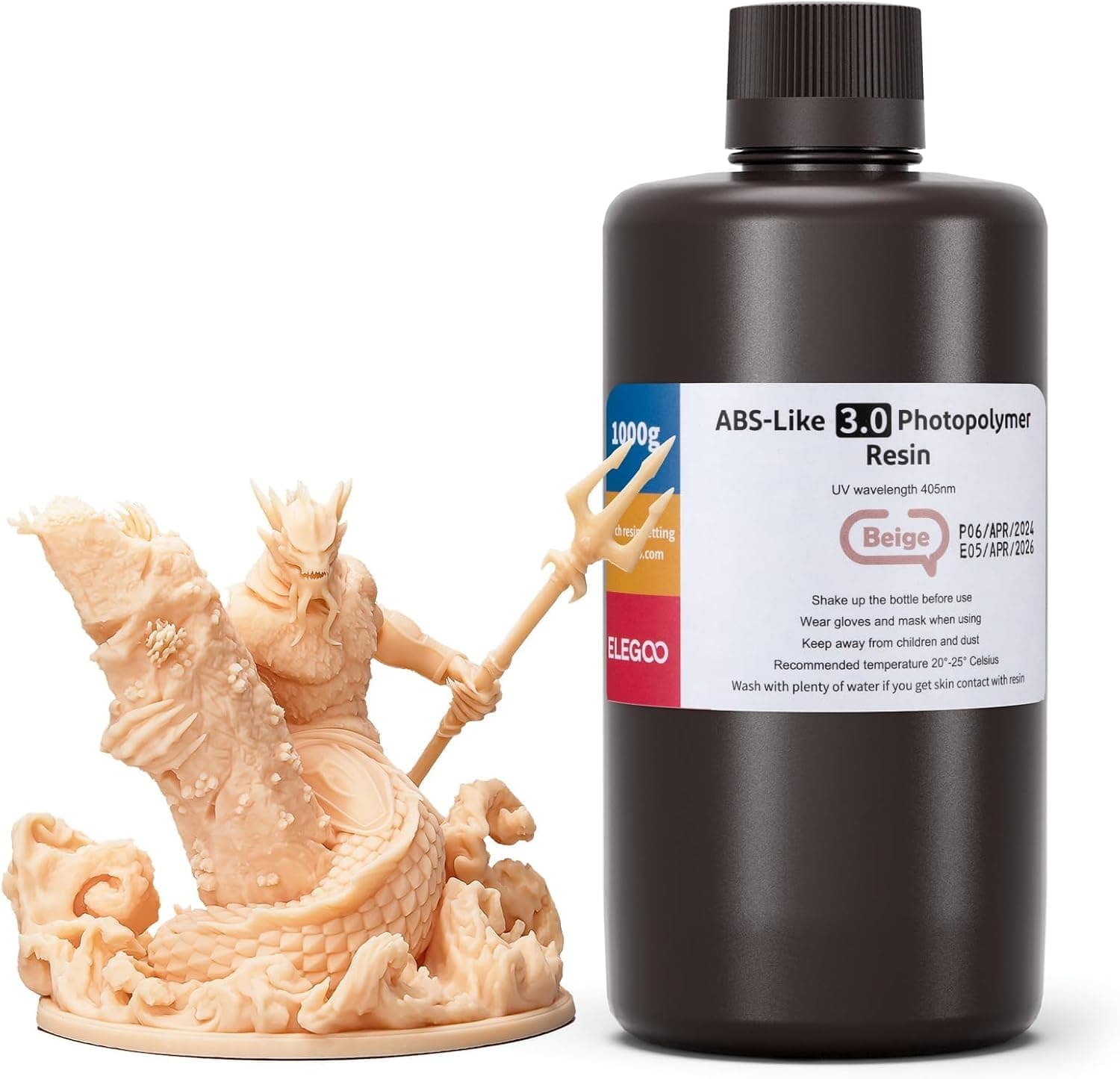 ELEGOO ABS-Like 3.0 3D Printer Resin 405nm MSLA Beige 1000g
