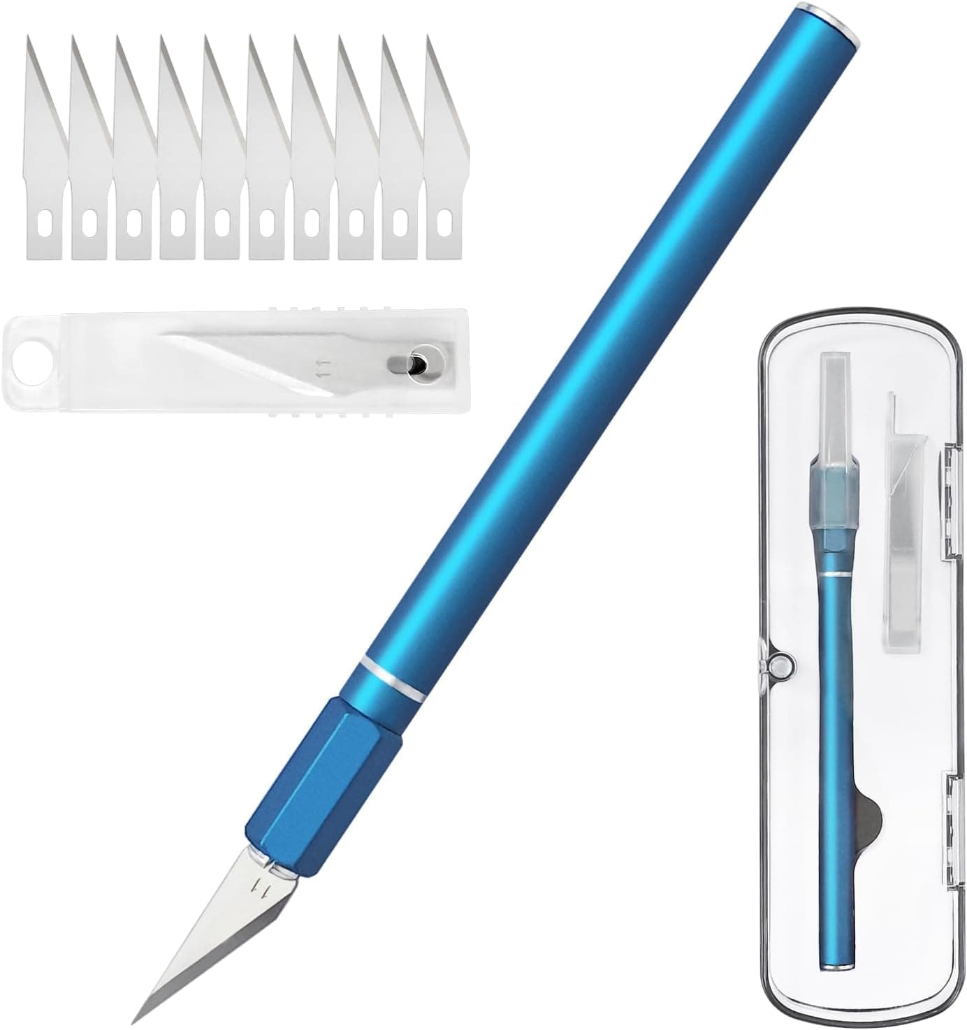 Exacto Hobby Knife Set with 10 Blades, Craft Knife Kit for Modeling DIY Artwork Stencil (Blue)