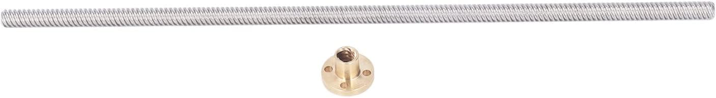 T8 Lead Screw 300mm Stainless Steel Threaded Rod with Brass Nut, 3D Printer/CNC, 5 Sets Pack