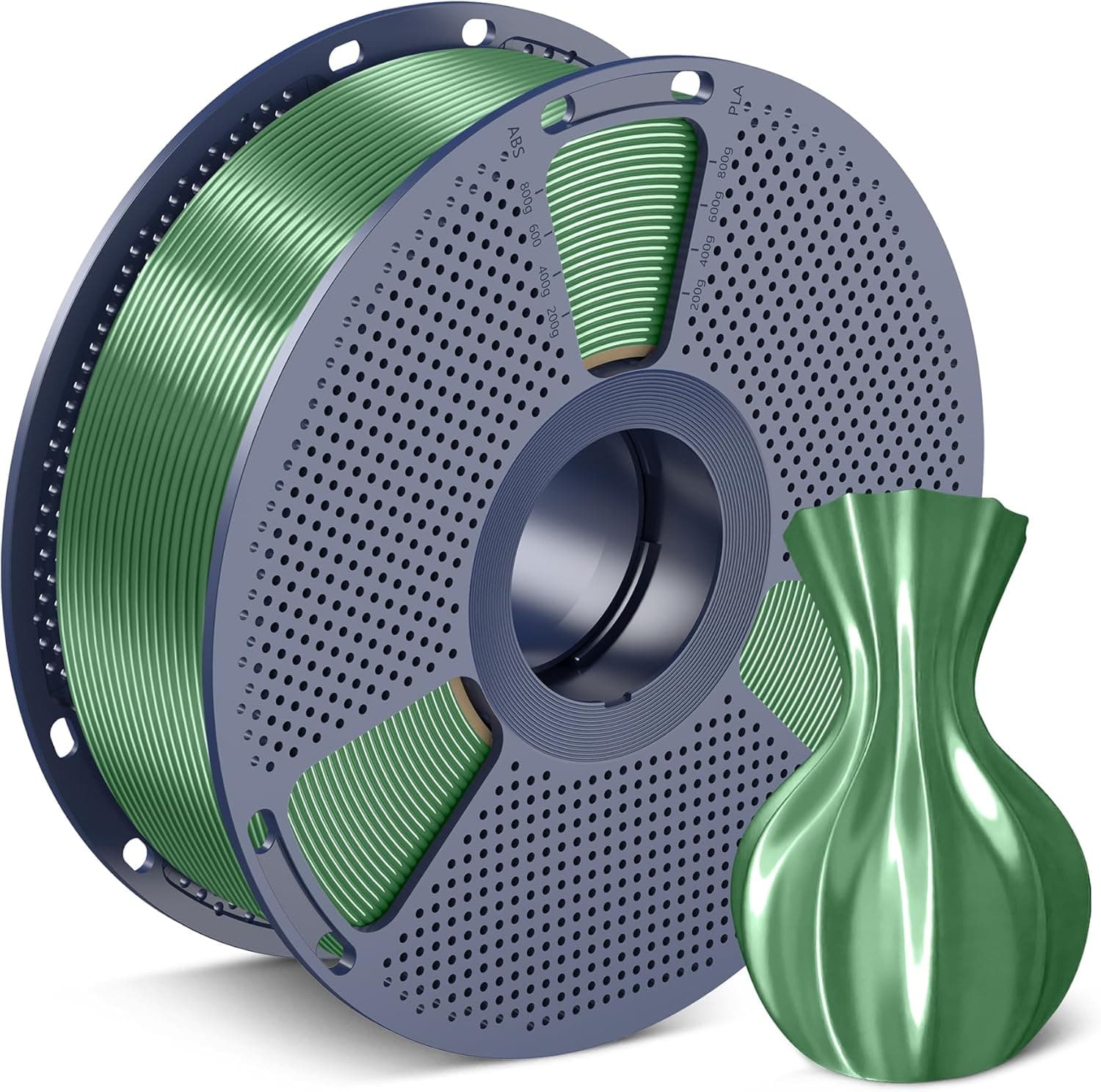 SUNLU Silk PLA Filament 1.75mm, Neatly Wound Shiny, 1kg Spool, Silky Bronze Green