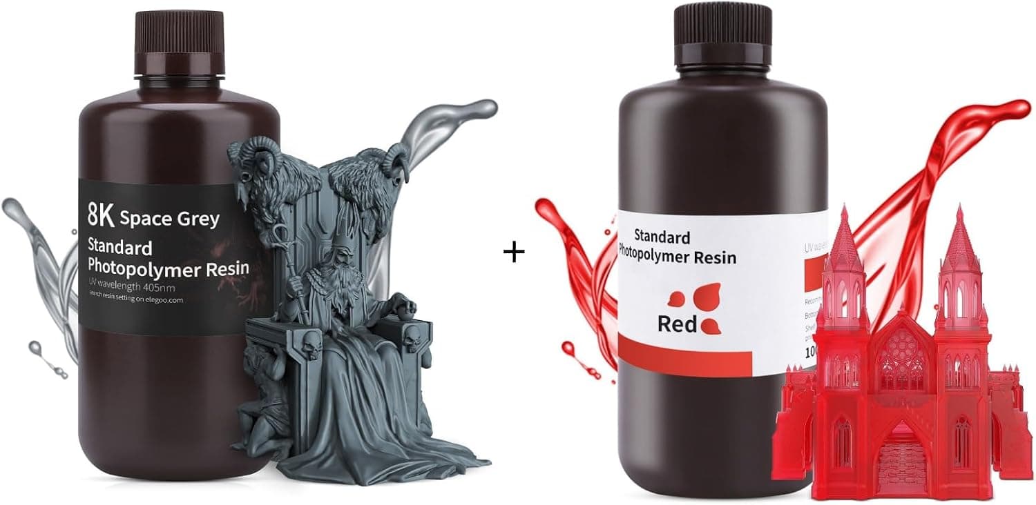 ELEGOO 8K Standard Resin Space Grey 1000g + Clear Red 1000g
