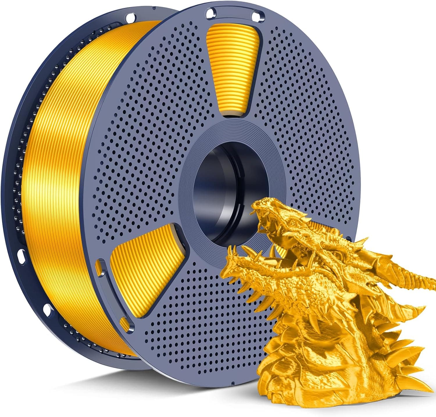 SUNLU Silk PLA+ Filament 1.75mm, Chrome Like Gloss Finish, 1kg, Gold