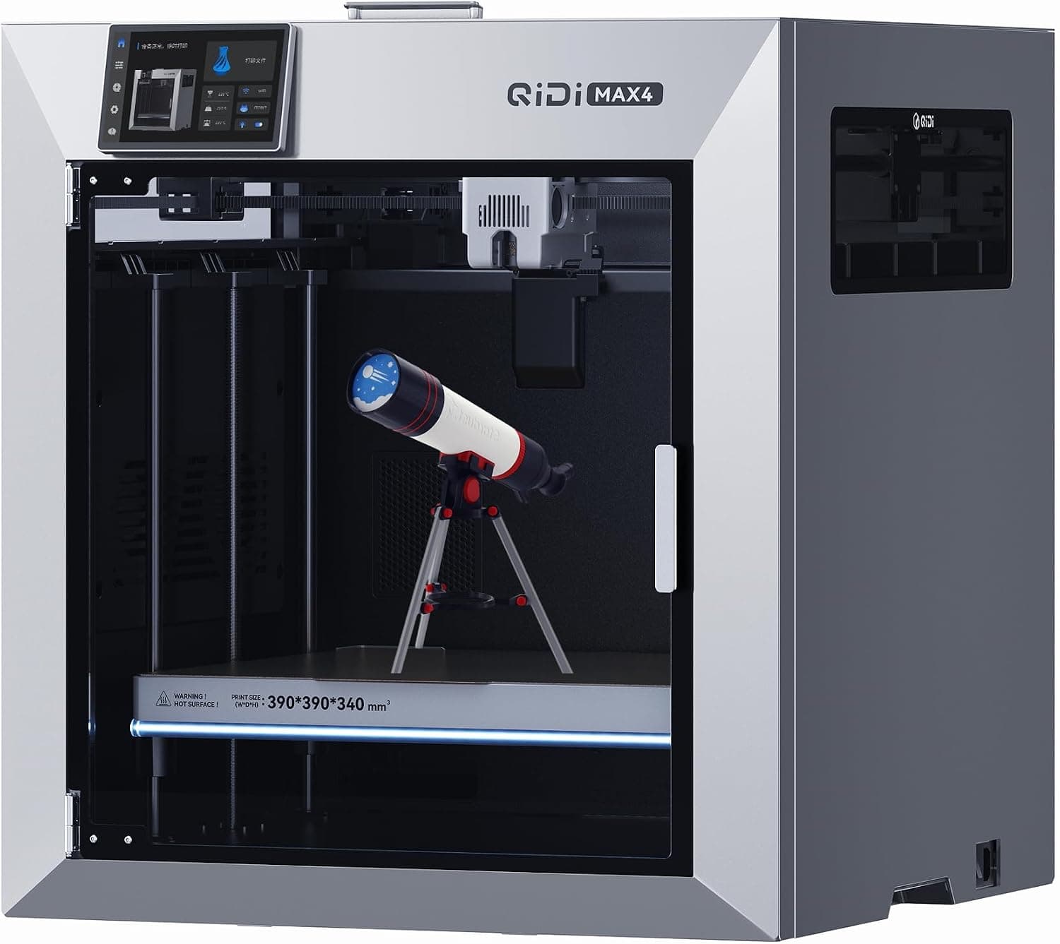 QIDI Max4 3D Printer, 390x390x340mm, Heated Chamber, 800mm/s, CoreXY & Auto Bed Leveling
