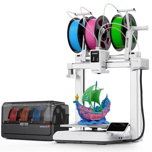 Anycubic Kobra X Combo 3D Printer with ACE 2 Pro, Native 7-Color Printing | Up to 19 Color, 2X Faster, 2X Less Waste, Auto-Leveling, 260*260*260mm³, For Beginner Kids Education Family DIY Toys Tools