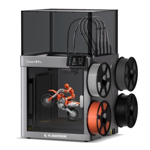 FLASHFORGE Creator 5 Pro 3D Printer, 4 Toolheads with 7s Toolchanger, Industrial Multi-Material & Mixed-Material Printing, Fully Enclosed CoreXY 65°C Active Chamber Heating Better Engineering Prints